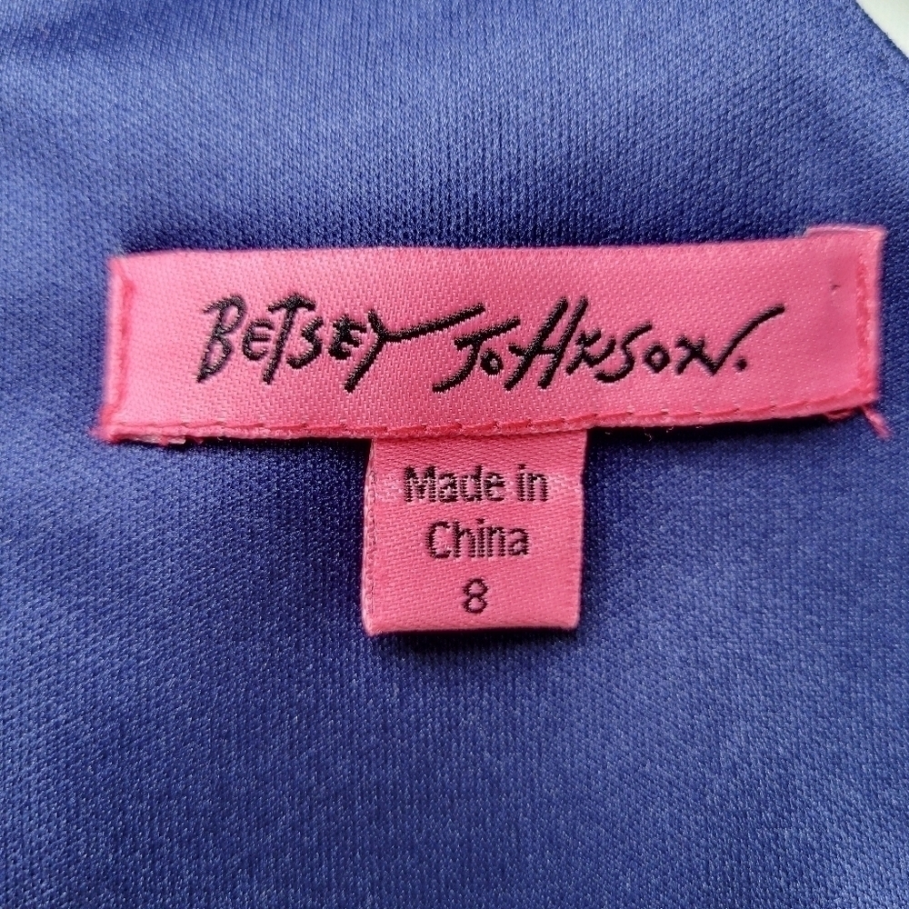 Betsey Johnson Dress Size 8 Blue Strappy Shoulders Cut Outs Lined Back Zip - Picture 6 of 11